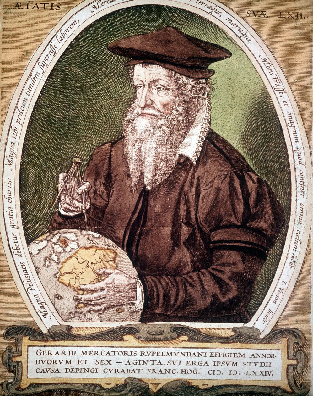 Gerhard Kremer'in portresi bu Gerardus Mercator (1512-1594). Atlas'ın ilk baskısının yanlış adı. by German School