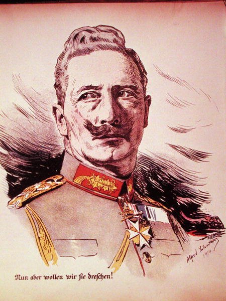 Kaiser Wilhelm II (1859-1941) 1914 portresi (renkli taş) by German School