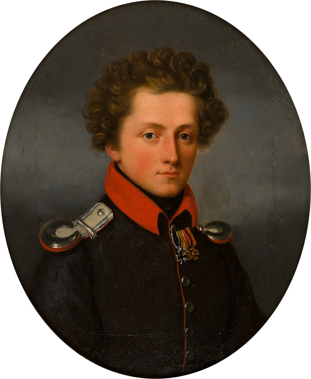 Genç Bir Subay Portresi, c.1801-99 (tuval üzerine yağlı boya) by German School