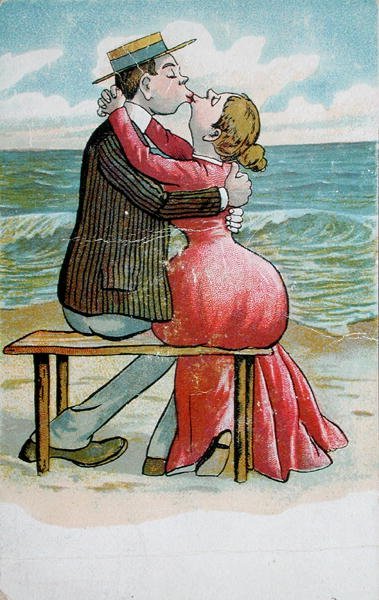 Bir çiftin öpüşmesini gösteren kartpostal, kartpostal by German School