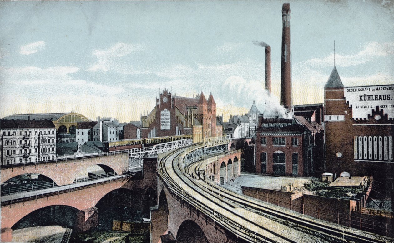 1910'dan önce Berlin'deki Yerüstü Metrosunu gösteren kartpostal by German School