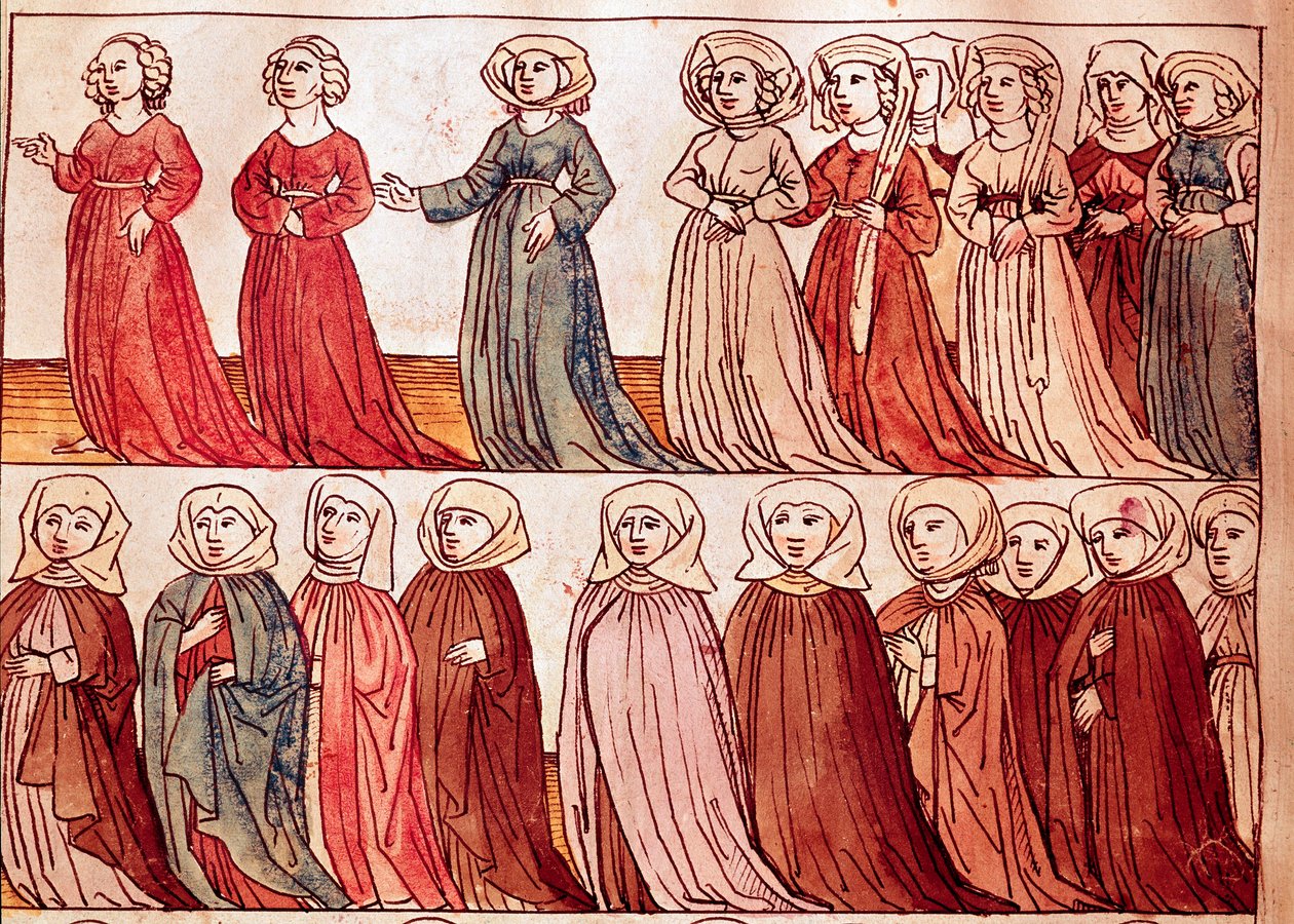 Bohem kadınlarının alayı. Ulrich Richental (1360-1437) 1438