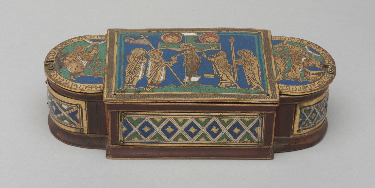 Pyx, c.1170-1180 (yaldızlı bakır, champlevé ve emaye işi emaye, ahşap çekirdek (modern)) by German School