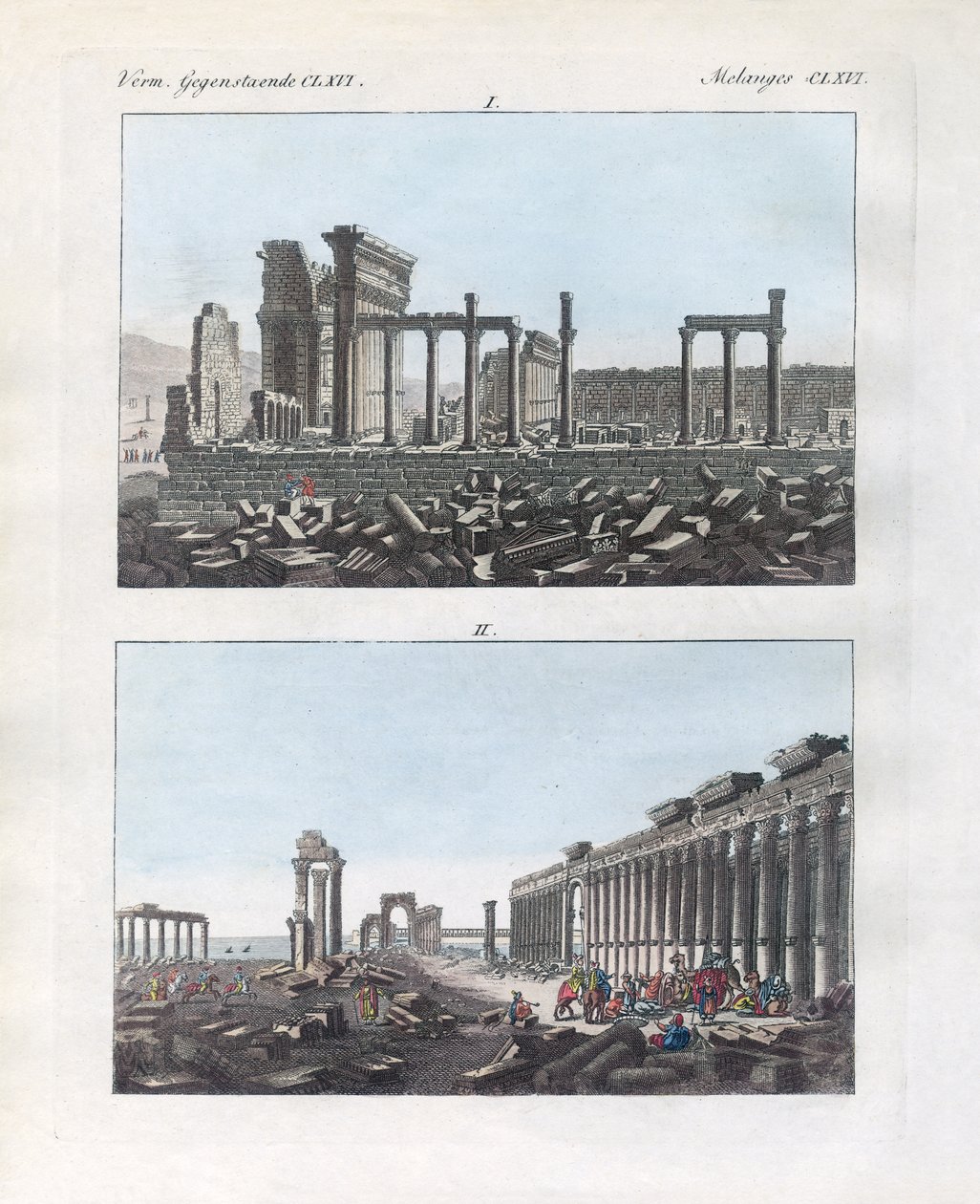 Palmyra Harabeleri (renkli gravür) by German School