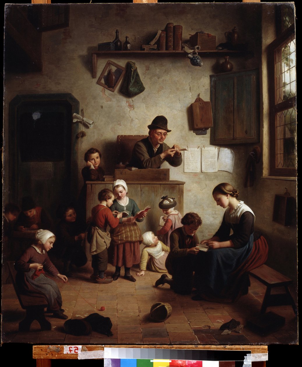 ""Bir Okulda Sınıf Sahnesi" (Okulda) Alman Okulu Tablosu Erken 19. Yüzyıl Bölgesel Deineka Sanat Galerisi, Kursk Rusya by German School