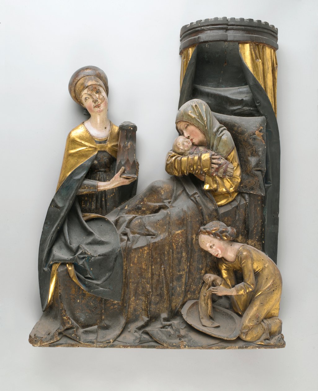 Bakire ve Çocuk ve St. Anne (meşe) heykel grubu by German School