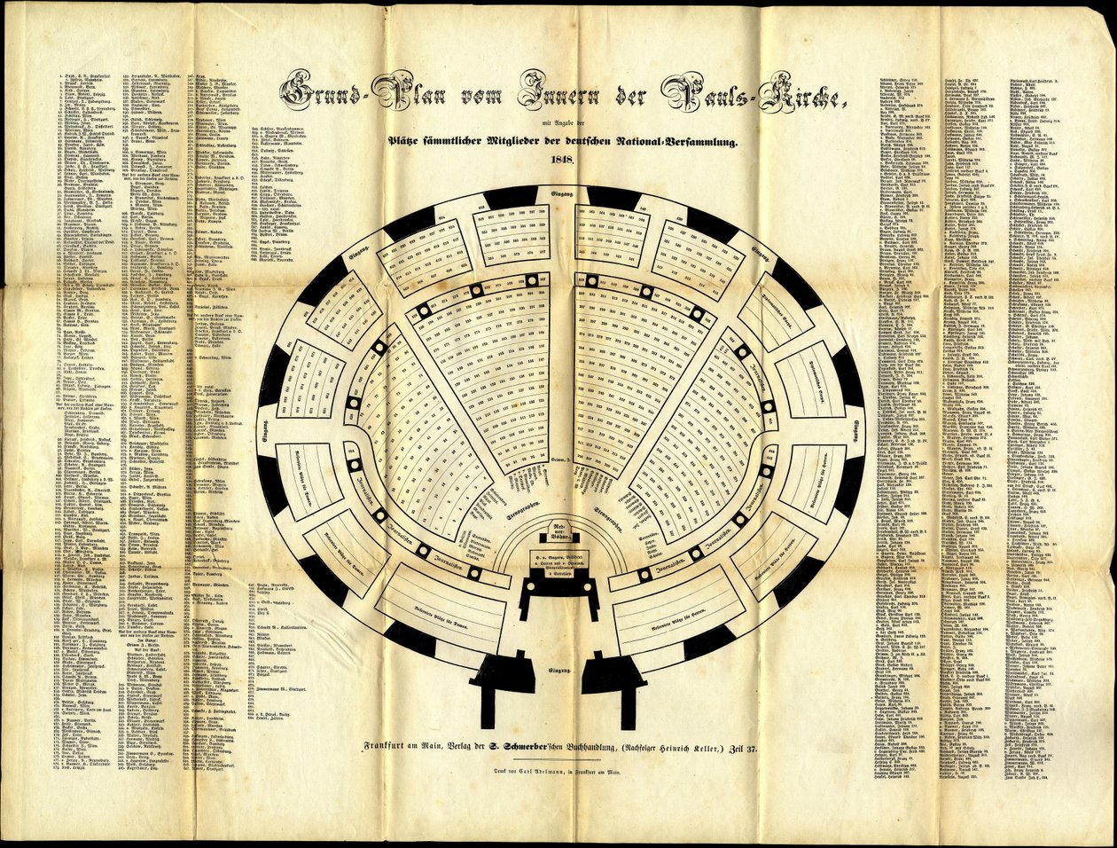 St. Paul Kilisesi Ulusal Meclisinin Oturma Planı, 1848 by German School