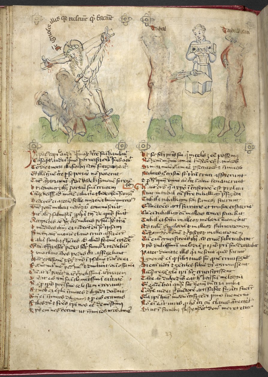 Sloane 361, f.25v Haçın Yükselişi; Jubal ve Tubal-Cain, 