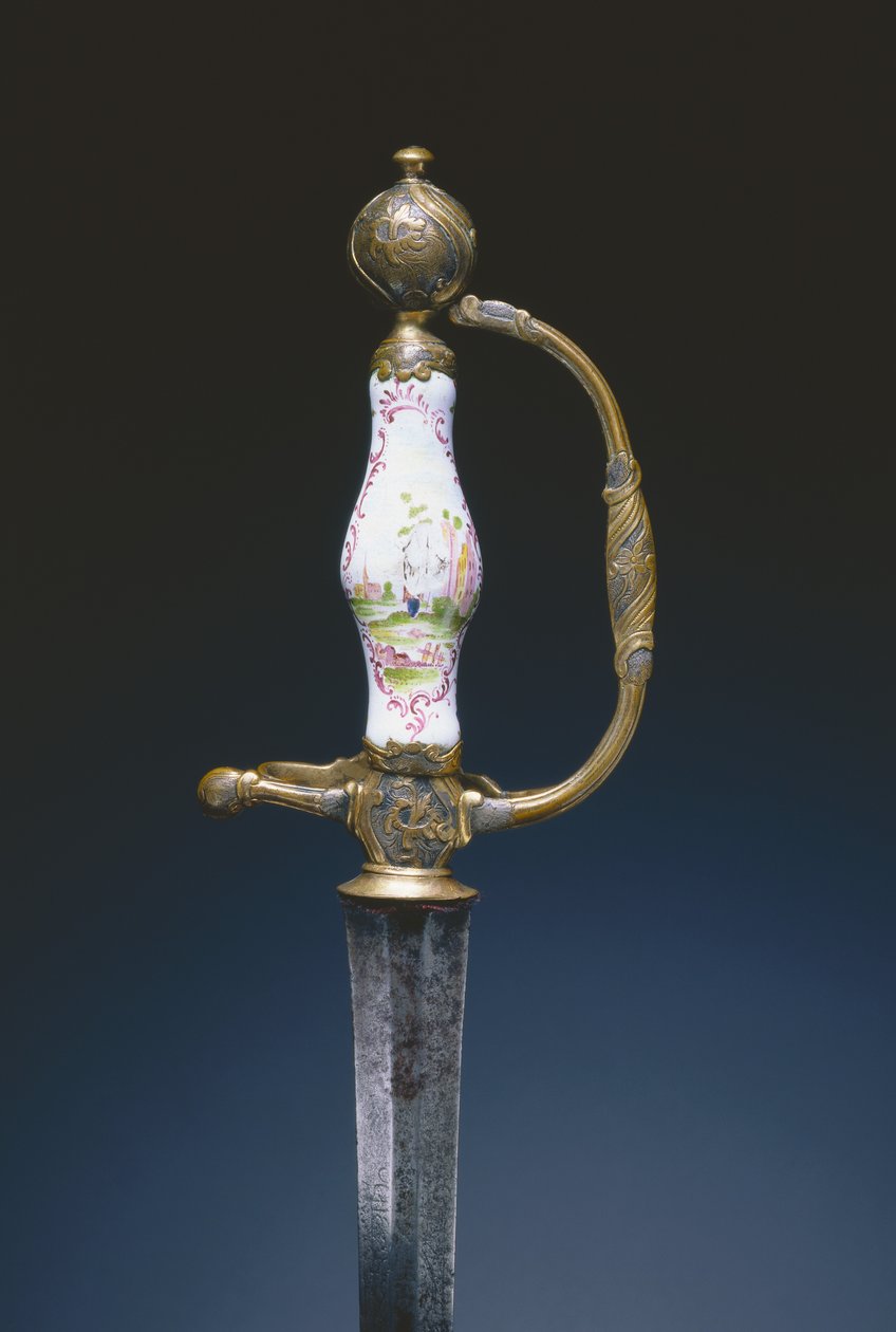 Küçük kılıç, c.1770 (çelik, yaldızlı pirinç ve porselen) by German School