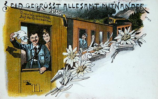 Hatıralık Tebrik kartpostalı, c.1900 (renkli lito) by German School