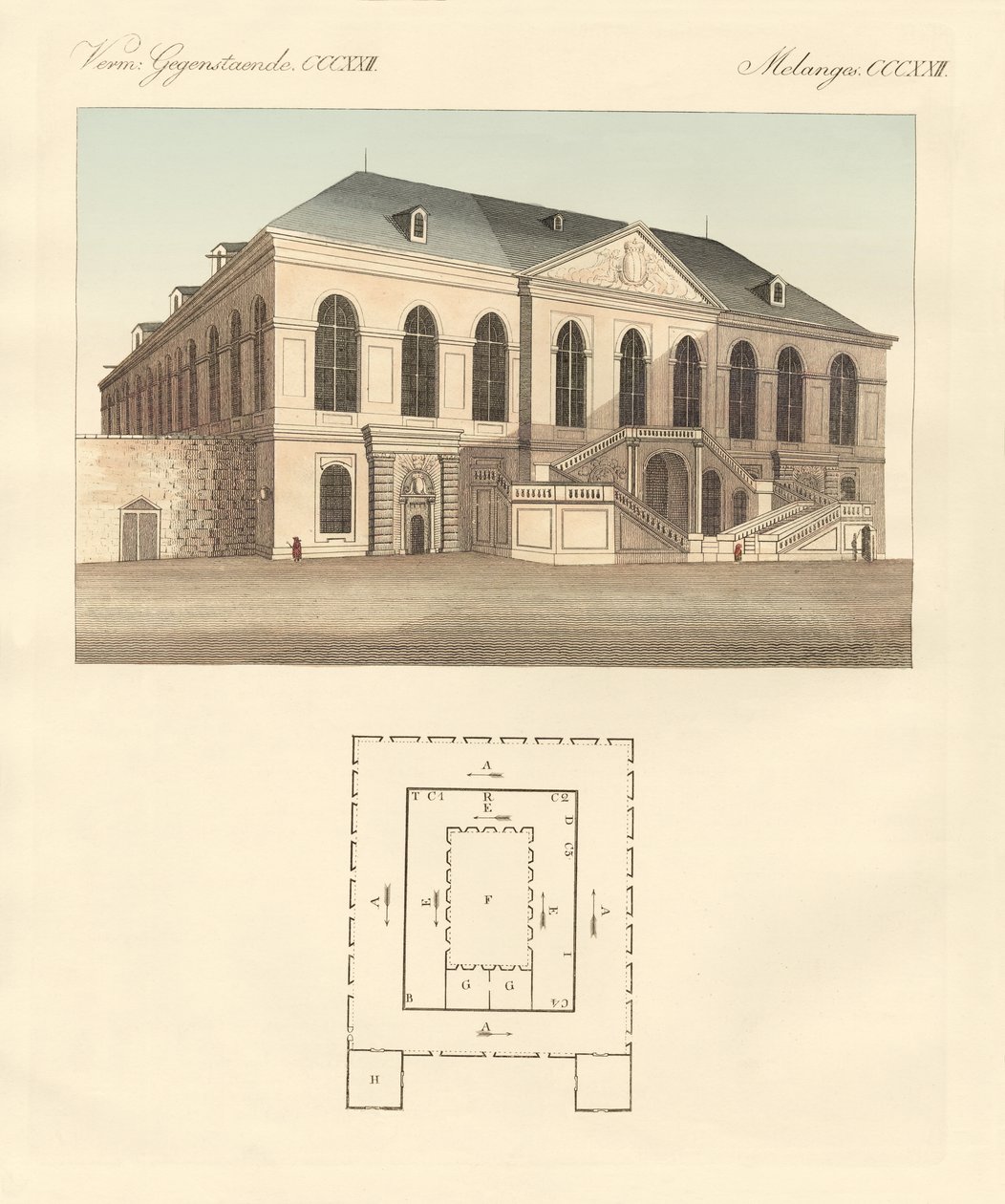 Garip binalar (renkli gravür) by German School