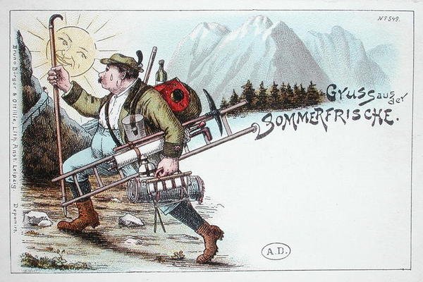 Yaz tatili kartpostalı, 19. yüzyılın sonu veya 20. yüzyılın başı (renkli taş) by German School