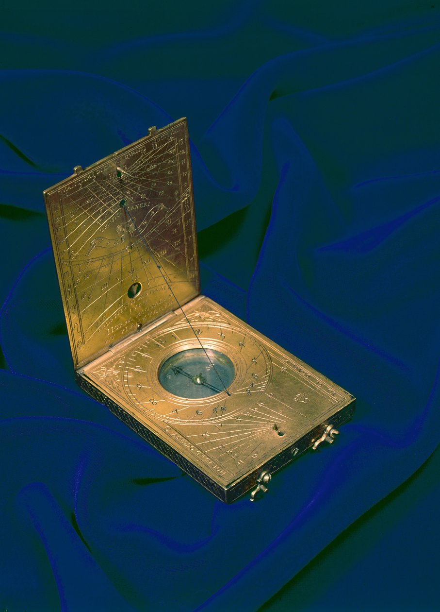 Tablet güneş saati, 1592 (yaldızlı pirinç) by German School