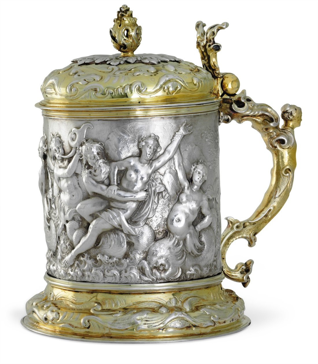 Tankard, muhtemelen Hamburg, c.1660 (parsel yaldızlı gümüş) by German School