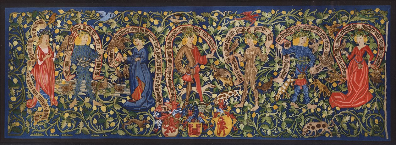 Perileri tasvir eden goblen, Basel, c.1490 (renkli litografi) by German School