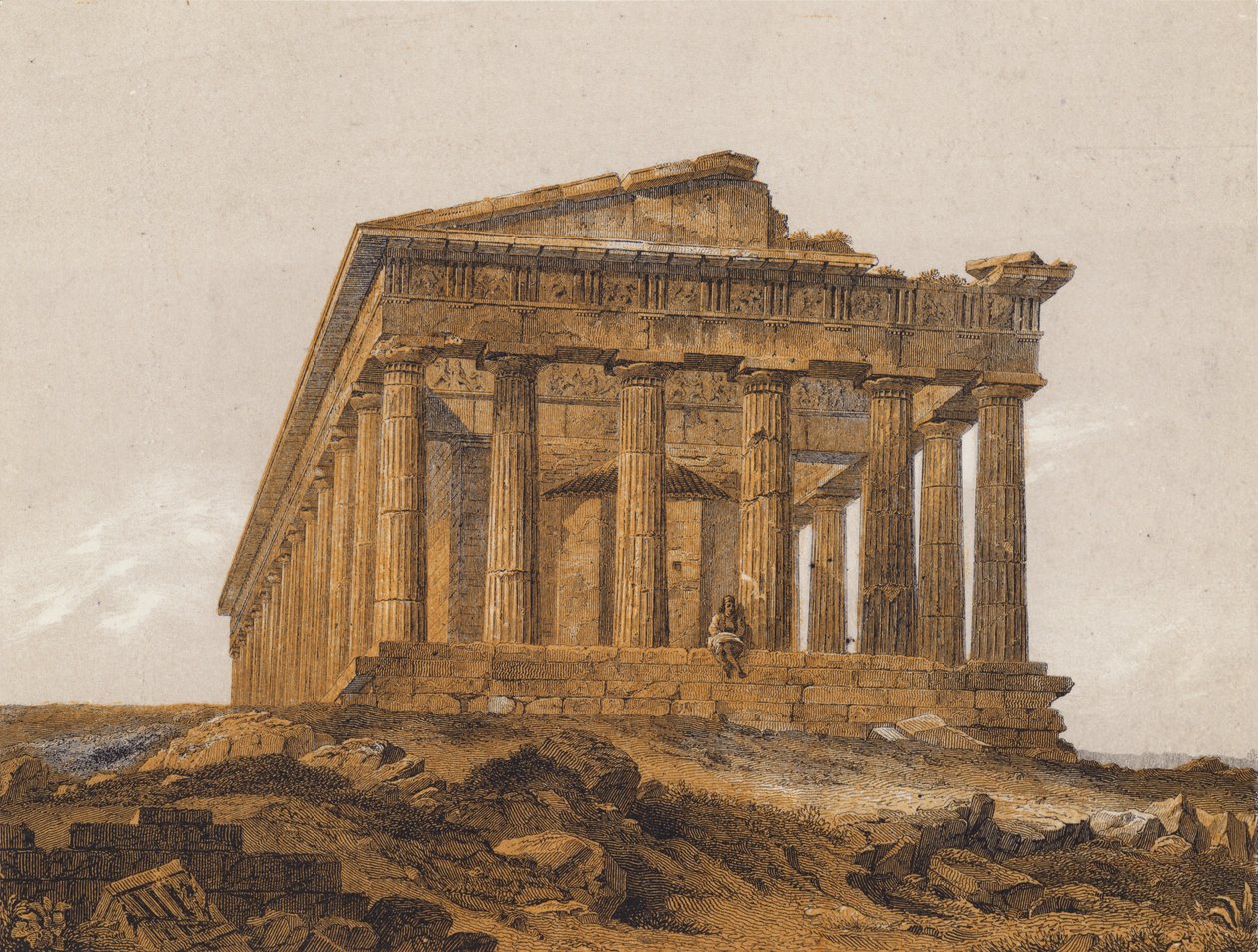 Hephaistos Tapınağı, Atina, Yunanistan (renkli lito) by German School