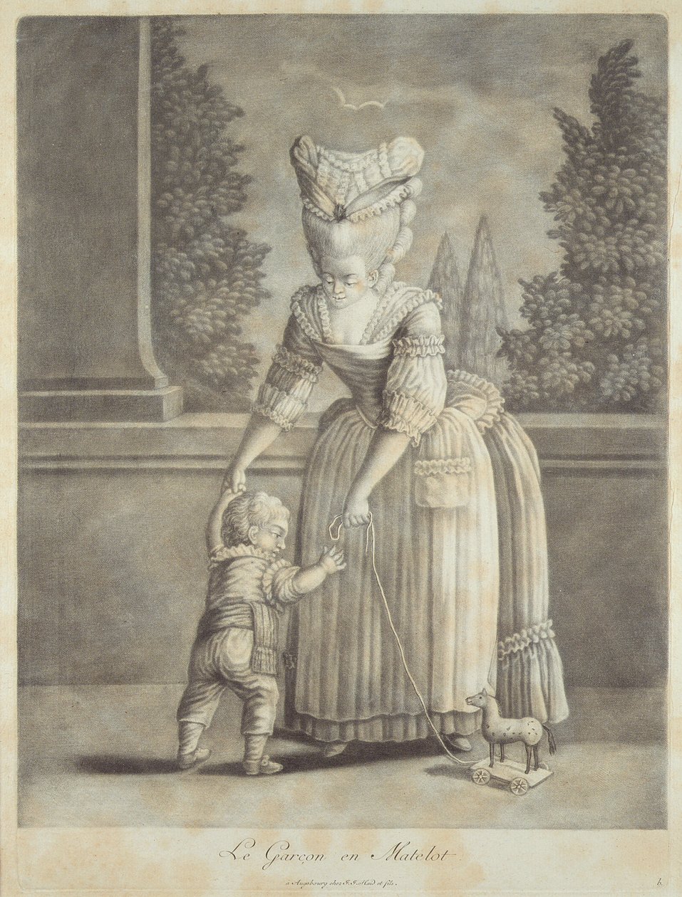 Johann Jakob Haid (1704-67) tarafından yayınlanan Denizci Takımlı Çocuk, Augsburg (mezzotint) by German School