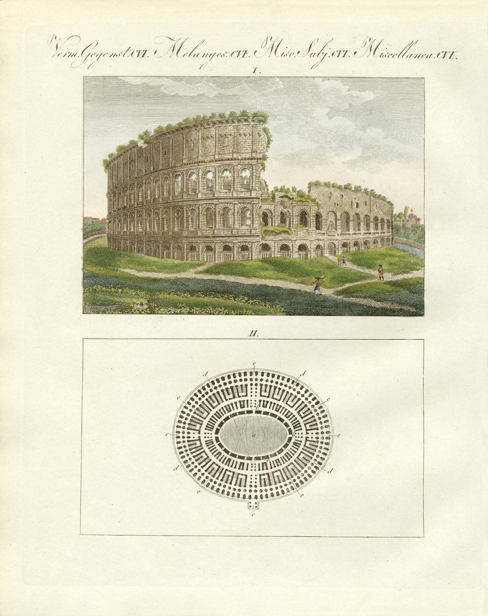 Kolezyum veya İmparator Flavius Vespasianus'un amfitiyatrosu (renkli gravür) by German School