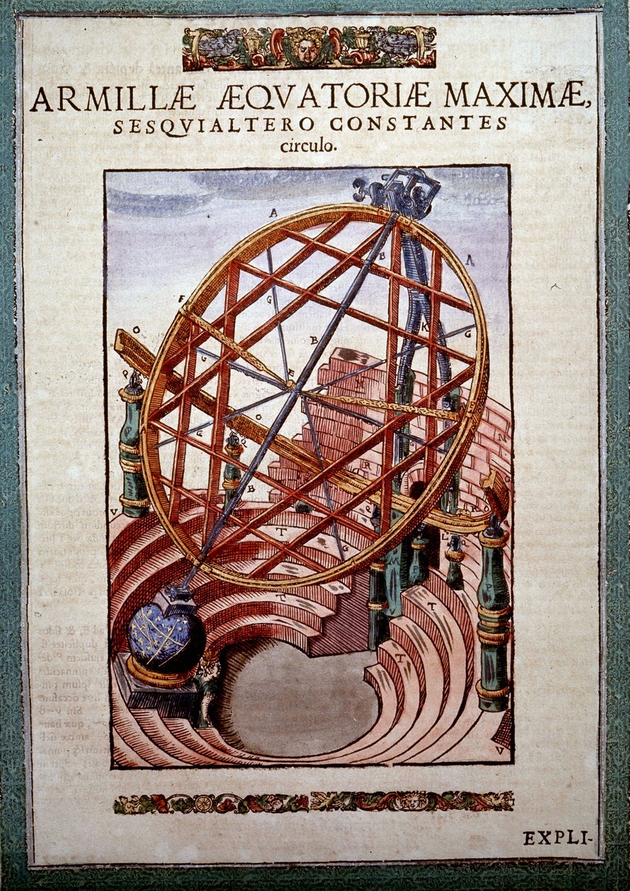Tycho Brahe (1546 - 1601), Wandsbeck tarafından “Astronomiae instituatae machanicia””daki Büyük Ekvator Armil by German School