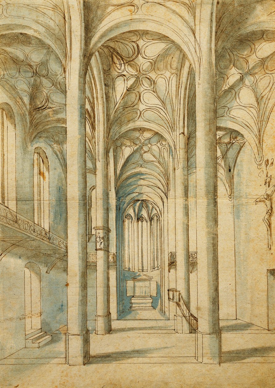 Gotik Bir Kilisenin İçi, 1592 by German School