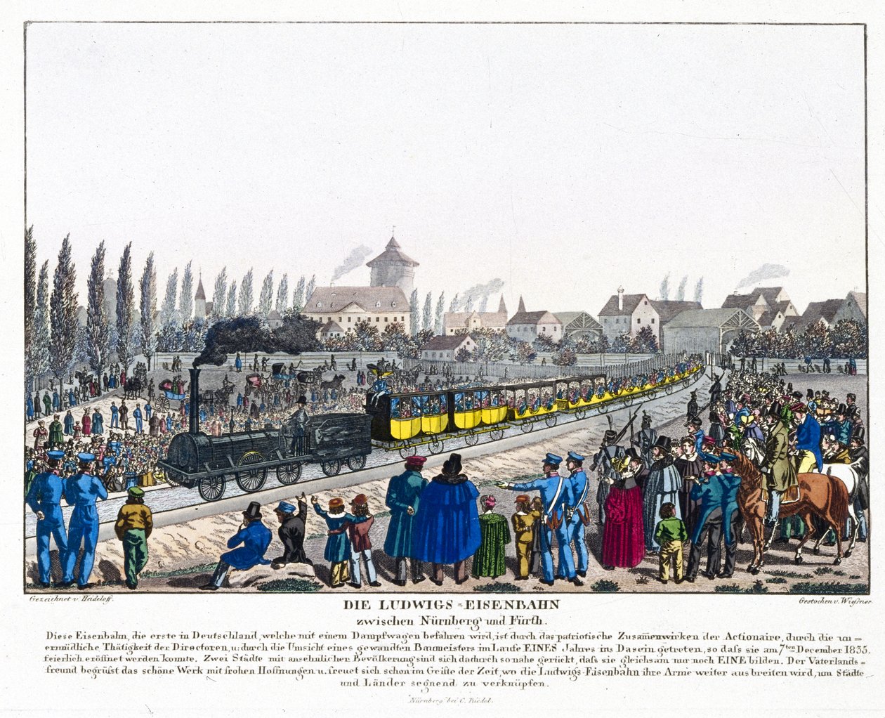 Nürnberg-Furth Demiryolunun Açılışı, 7 Aralık 1835 by German School