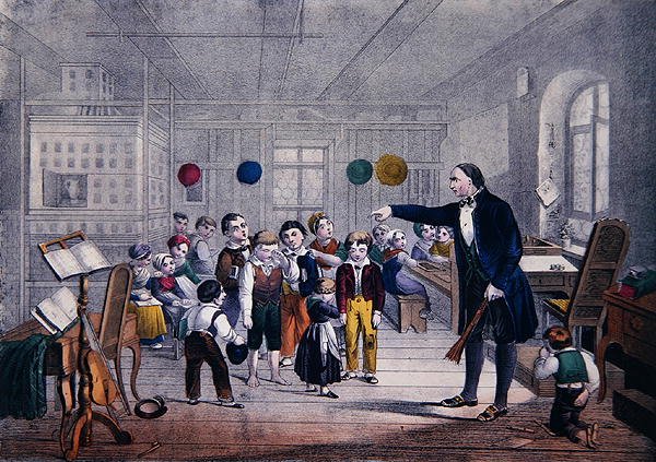 The Village Schoolmaster, 1850 dolayları (renkli taş) by German School