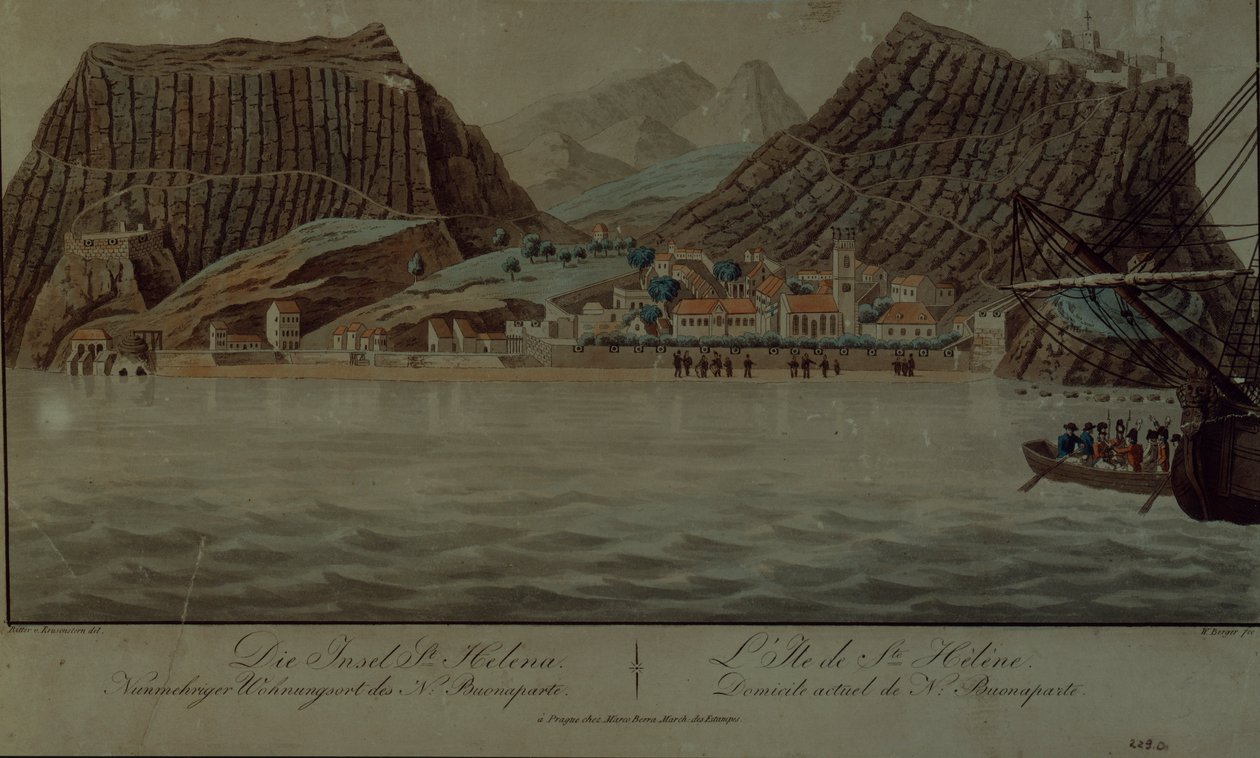 St. Helena adası (gravür) by German School