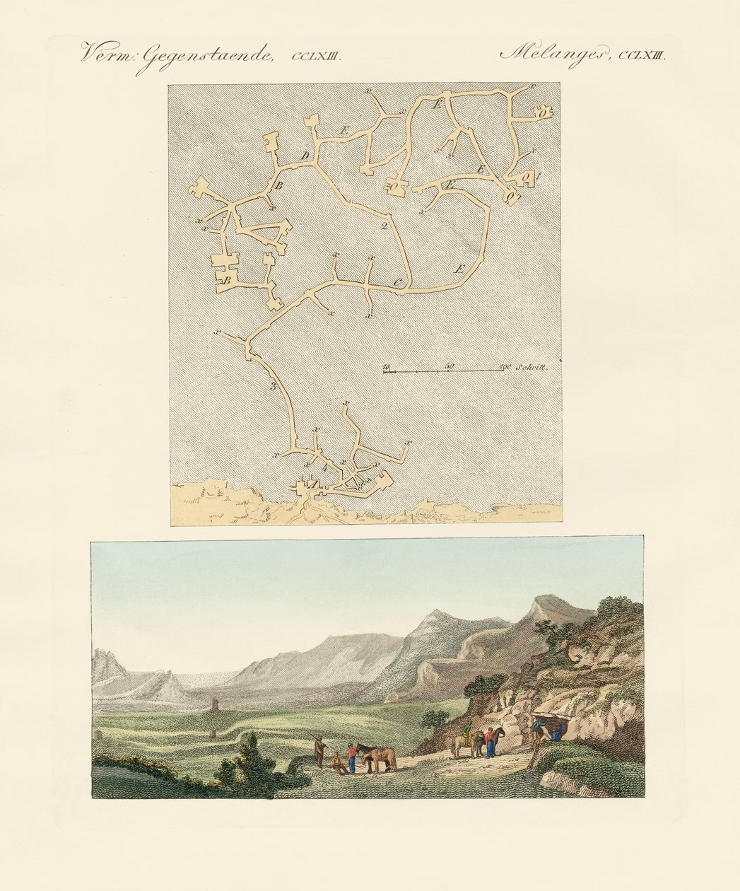 Girit labirenti (renkli gravür) by German School