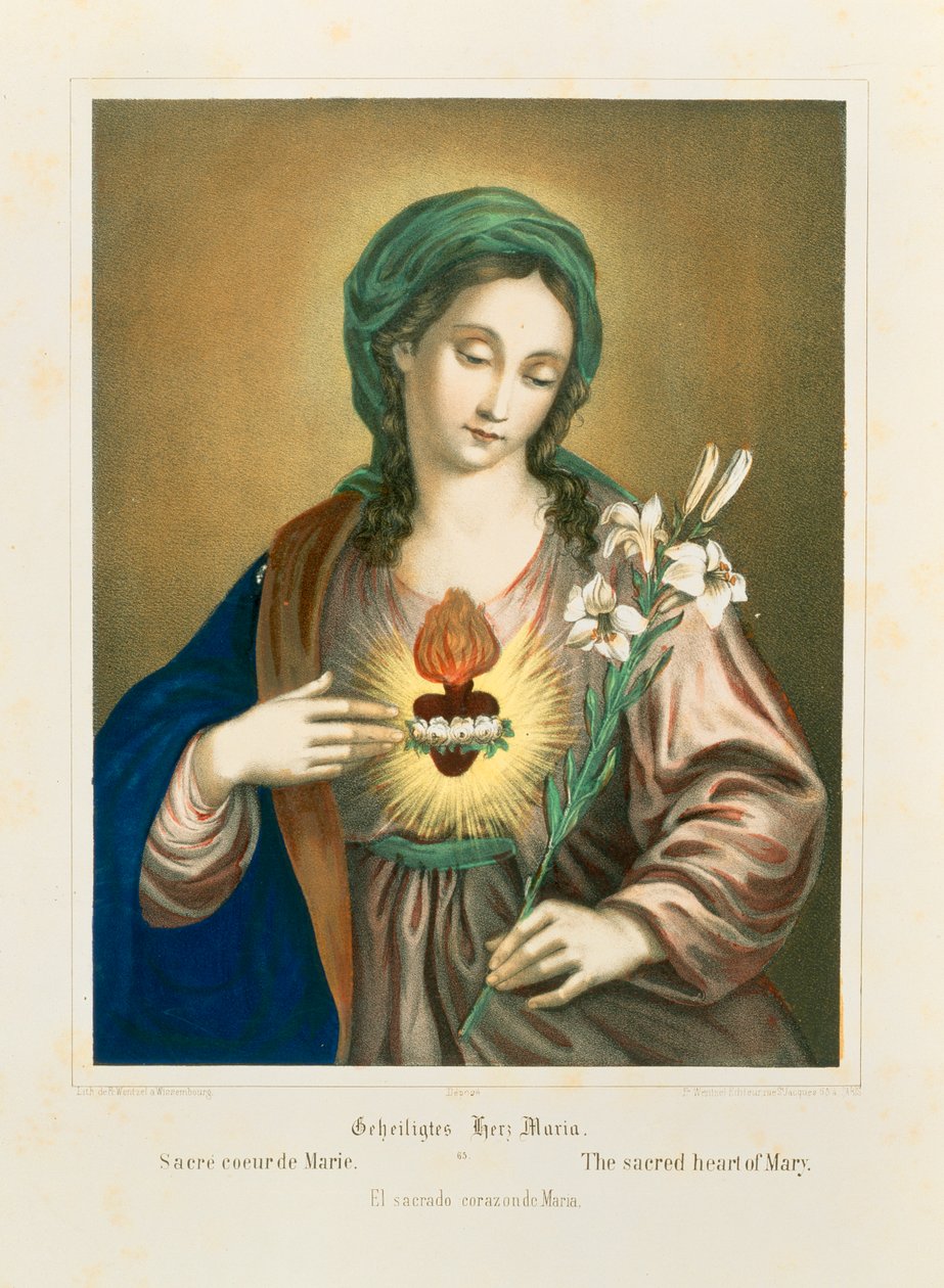 Mary'nin kutsal kalbi, Fr. Wentzel, Weissenburg, 1850 by German School