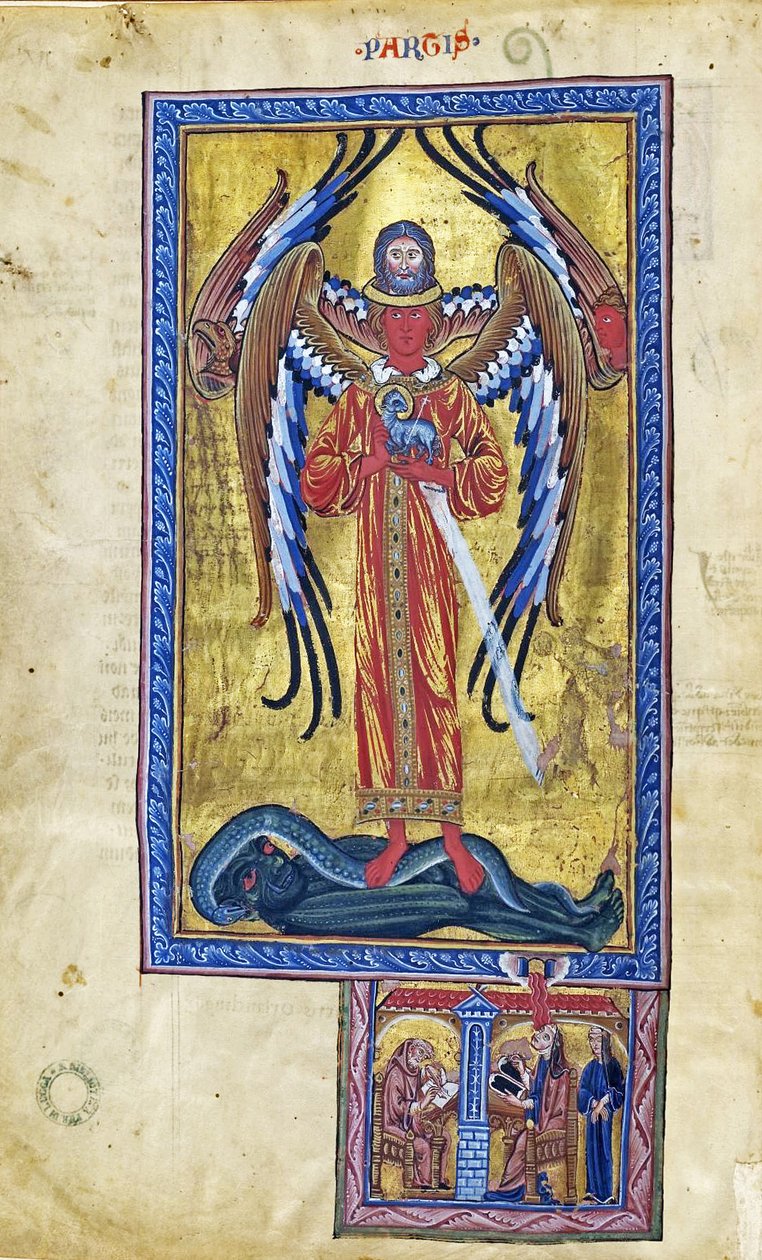 İlahi Aşkın Teofanisi (İlahi Eserler Kitabından Vizyon), c.1220-30 (parşömen üzerine guaj) by German School