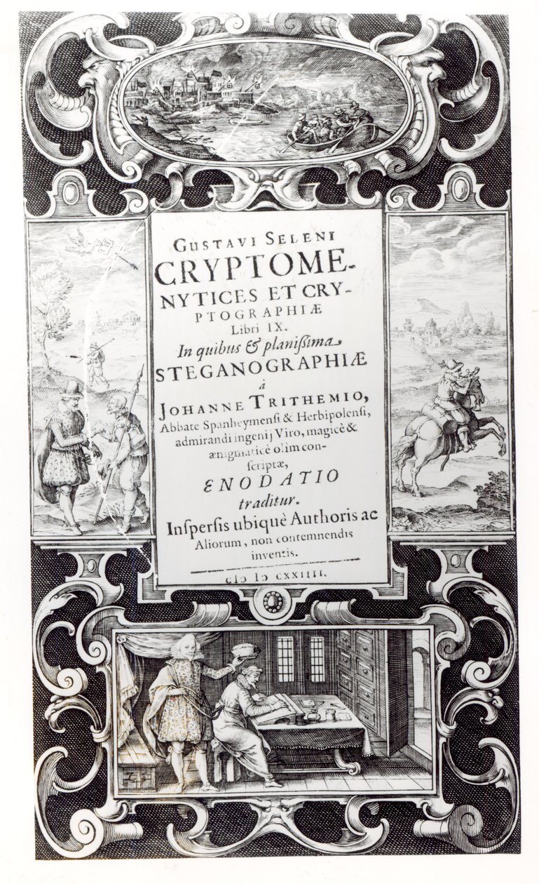 Gustavus Selenus (Augustus, Brunswick Dükü), 1624 tarafından yazılan Kriptomeniz ve Kriptografinin 9. Kitabının Başlık Sayfası by German School