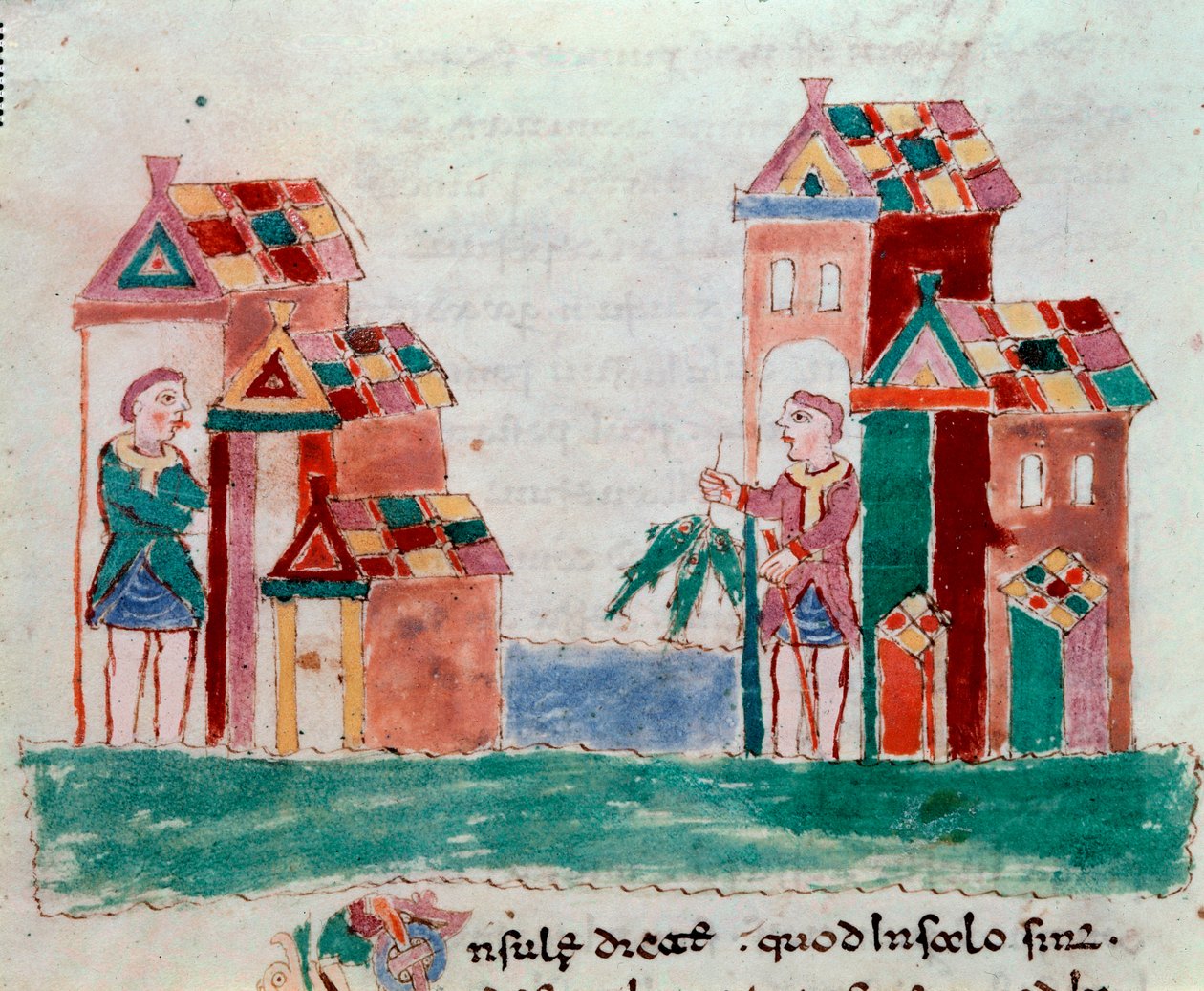 Ticaret: balık satıcısı. Minyatür, Rabanus Maurus Magnentius (veya Raban Maur veya Rabano Mauro, yaklaşık 780-856) tarafından "" De Universo" veya "" De rerum naturis" (Şeylerin Doğasından) adlı el yazmasından alınmıştır. 9. yüzyıl. Monte Cassino Manastırı by German School