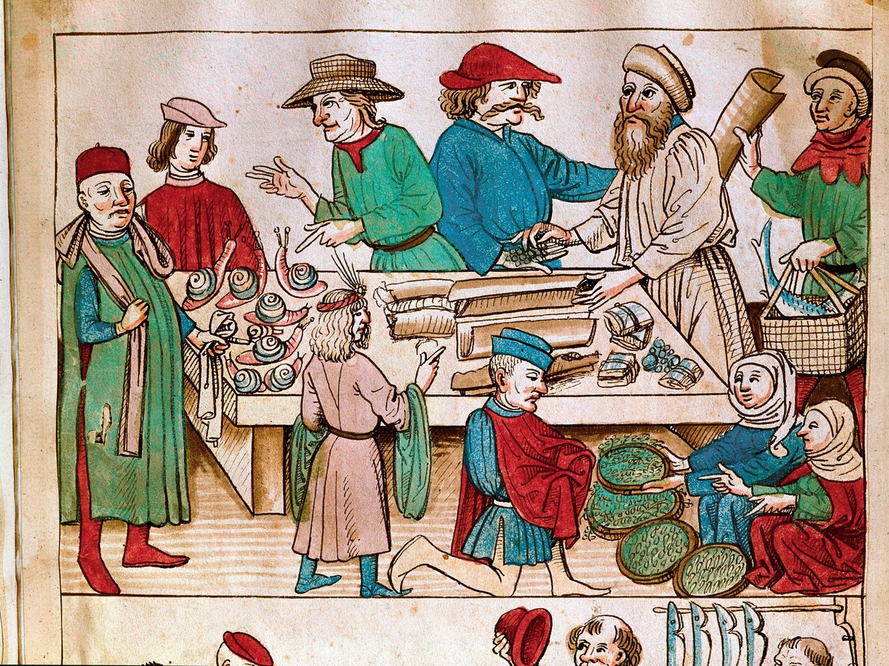 Ticaret: yürüyüş sahnesi. Ulrich Richental (1360-1437) 1438