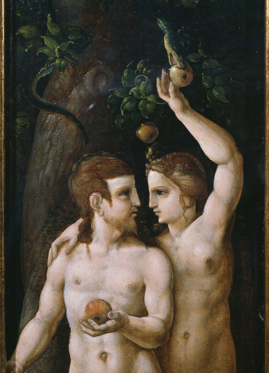 Üçlü Yaratılış, Adem ve Havva, sol panel (detay) (ayrıca bkz. 346194, 346195) by German School