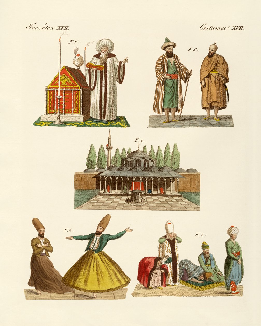 Türk milli kıyafetleri (renkli gravür) by German School