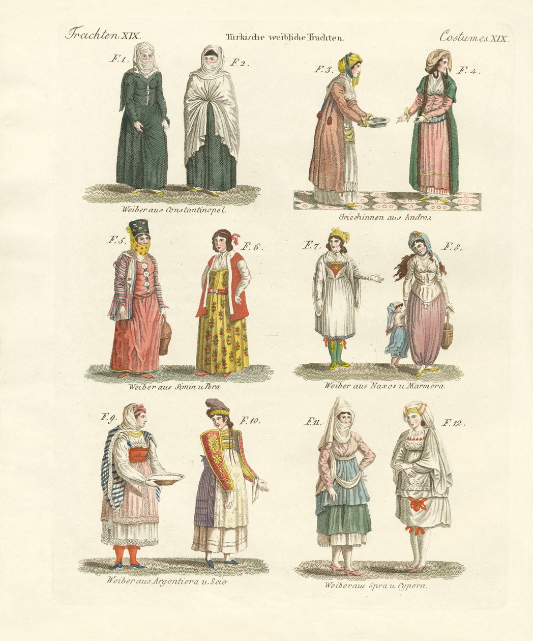 Türk milli kıyafetleri (renkli gravür) by German School