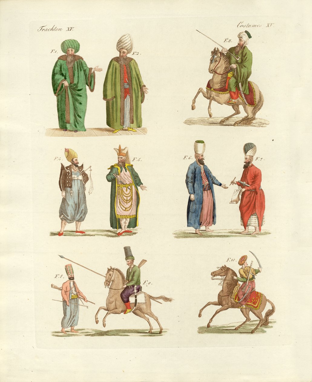 Türk milli kıyafetleri (renkli gravür) by German School