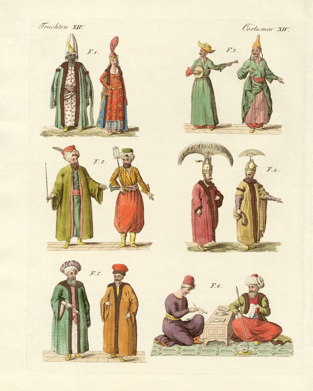Türk milli kıyafetleri (renkli gravür) by German School