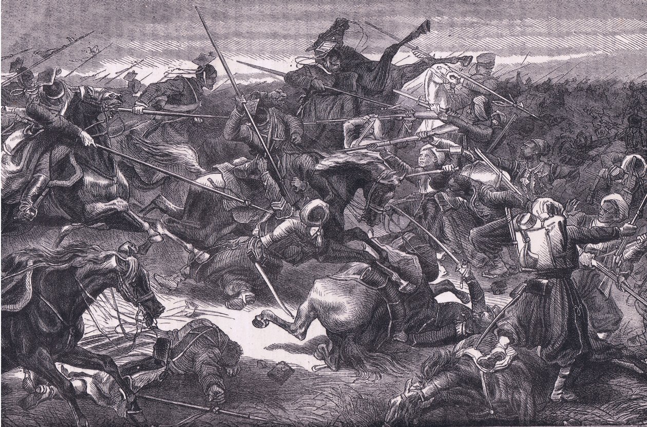 Uhlan saldırısı, Cassells History of the War Fransa ve Almanya arasındaki Cassell and Company Limited tarafından yayınlanmıştır, c.1890 (lito) by German School