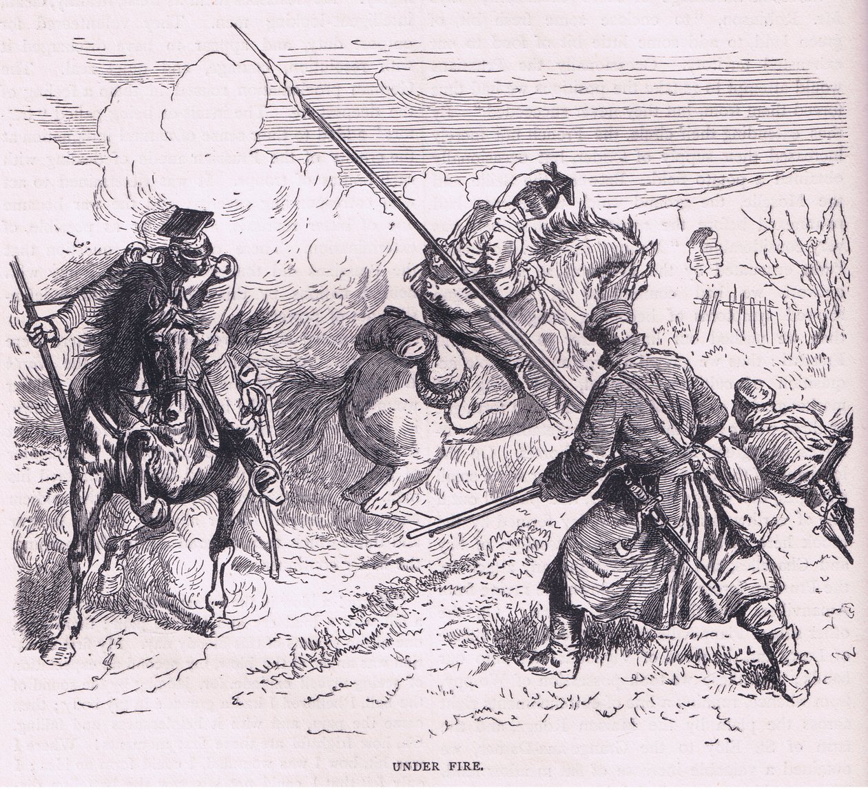 Ateş altında, Cassell ve Company Limited tarafından yayınlanan Fransa ve Almanya arasındaki Savaş Tarihi, Cassells History of the War, c.1890 (litho) by German School