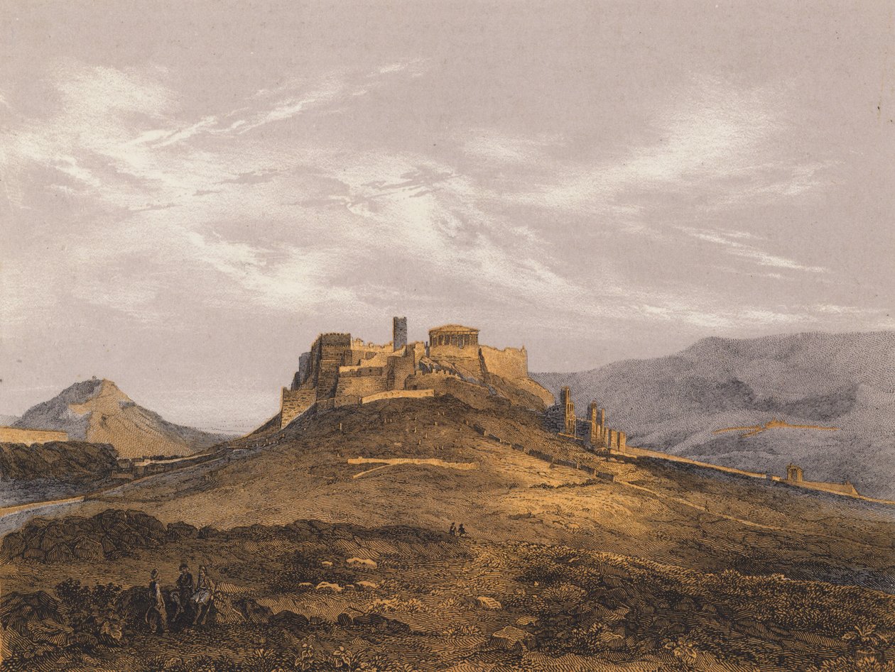 Yunanistan, Atina antik kentinin görünümü (renkli lito) by German School