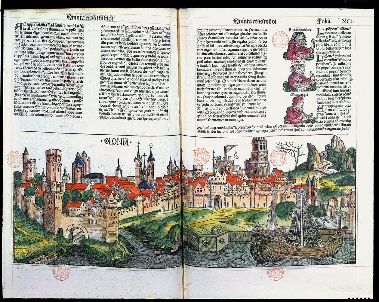 Hartmann Schedel, 1493 (renkli ahşap gravür) tarafından Nürnberg Chronicle