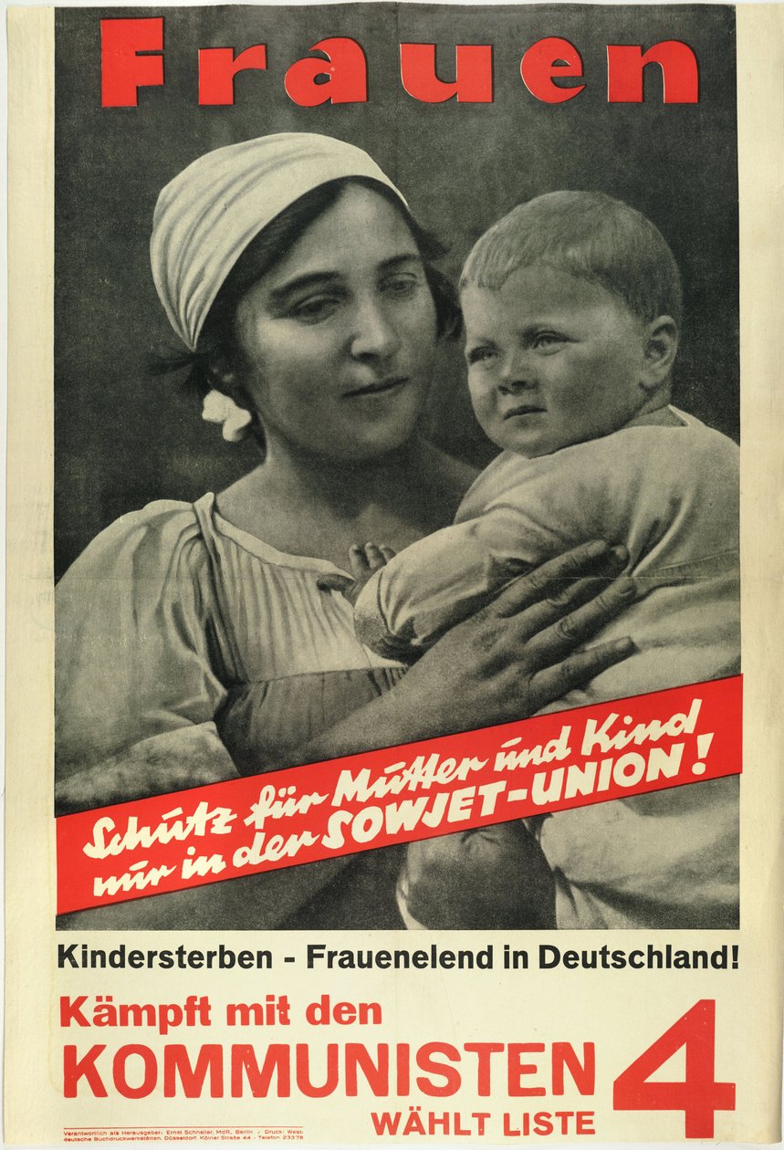 Kadın! Komünistlerle savaşın, oy verin Liste 4 - Anonymous1924 (litografi) by German School