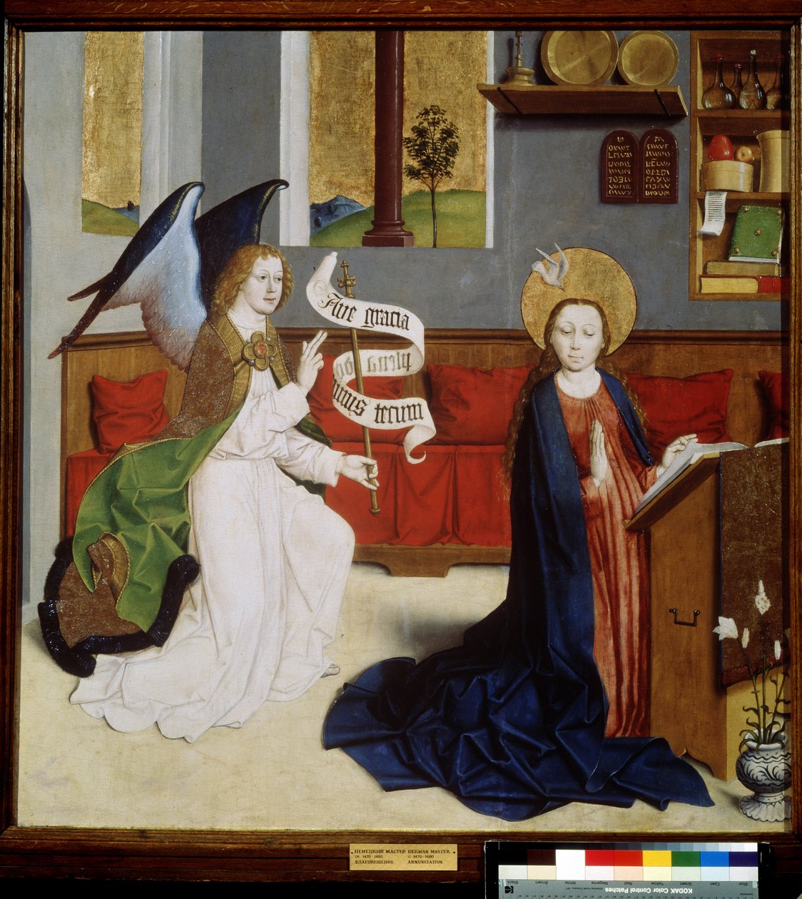 Alman okulunun "" Müjde "" (Duyuru) Distemper. 1470-1480 Puşkin Müzesi, Moskova by German School