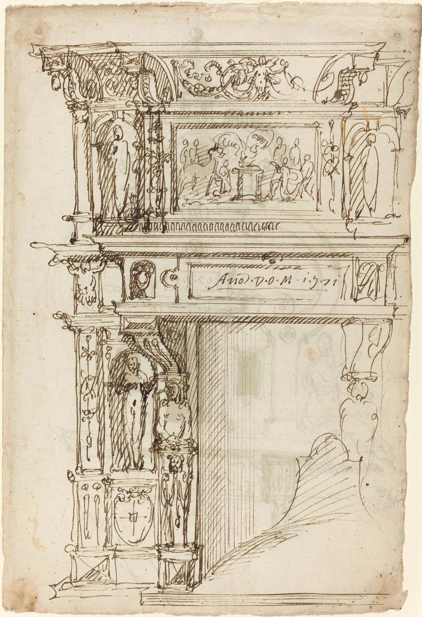 Kadim Kurban Sahneli Saray Şöminesi [rekto] by German or Austrian 16th Century