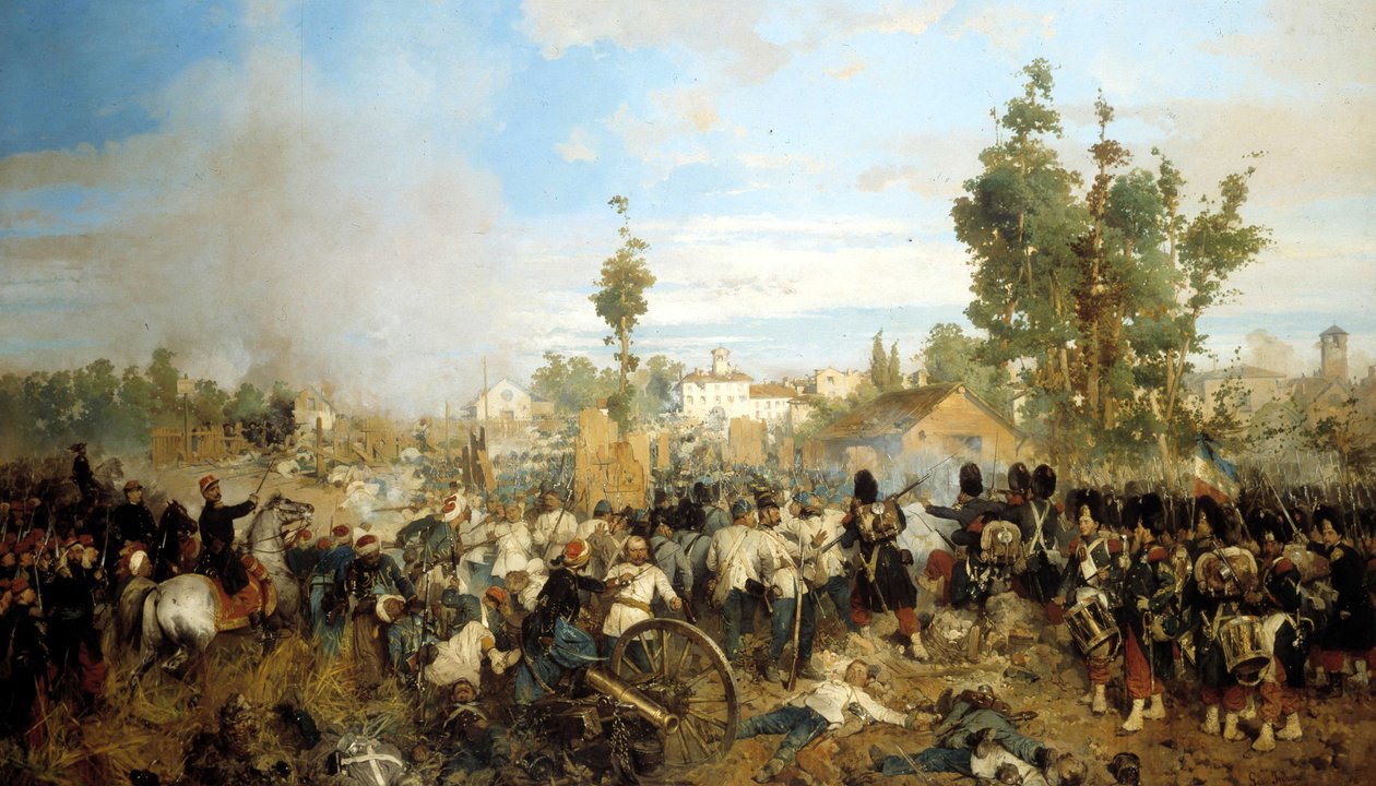 Macenta Savaşı. Gerolamo (Girolamo) Induno tarafından boyama by Gerolamo Induno