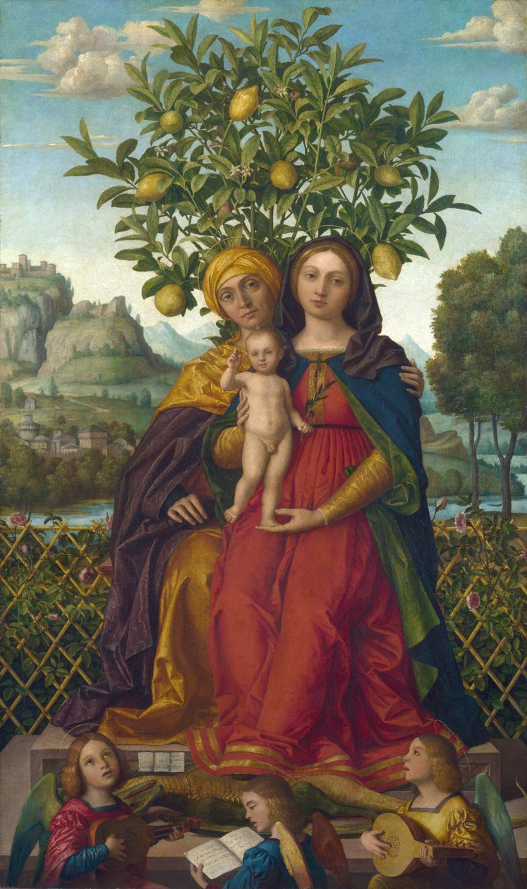Girolamo dai Libri (1474-1555) Aziz Anne ile Bakire ve Çocuk tuval üzerine yağlı boya yaklaşık 1510-1520 Ulusal Galeri, Londra 158,1x94 by Gerolamo dai Libri