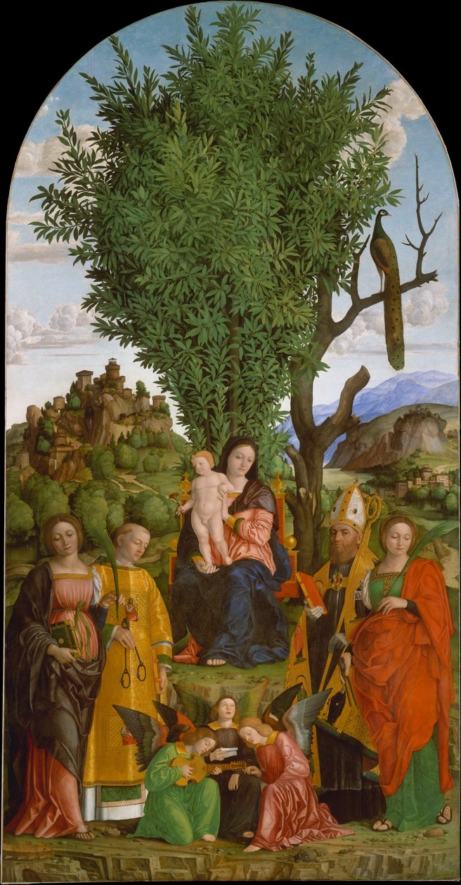 Azizler ile Madonna ve Çocuk, c.1520 by Gerolamo dai Libri