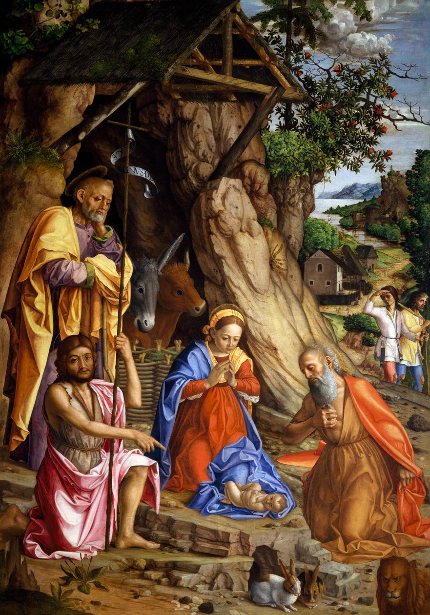 Tavşanlarla Doğuş, c.1500 (tuval üzerine yağlı boya) by Gerolamo dai Libri