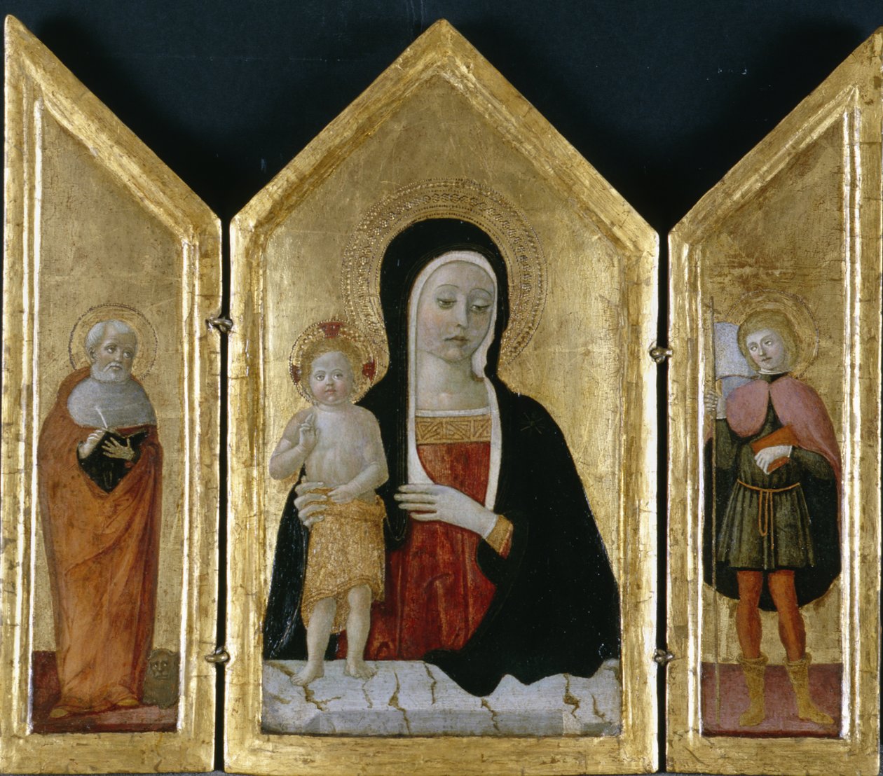 Madonna ve İki Azizli Çocuk, c.1500 (ahşap üzerine tempera) by Gerolamo di Benvenuto